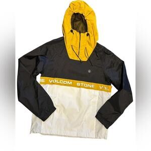Volcom Mens Size Small Water Resistant Black & Yellow Quarter Zip Windbreaker